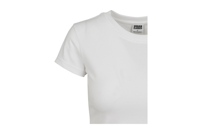 T-Shirt Stretch Jersey Cropped Damen weiß