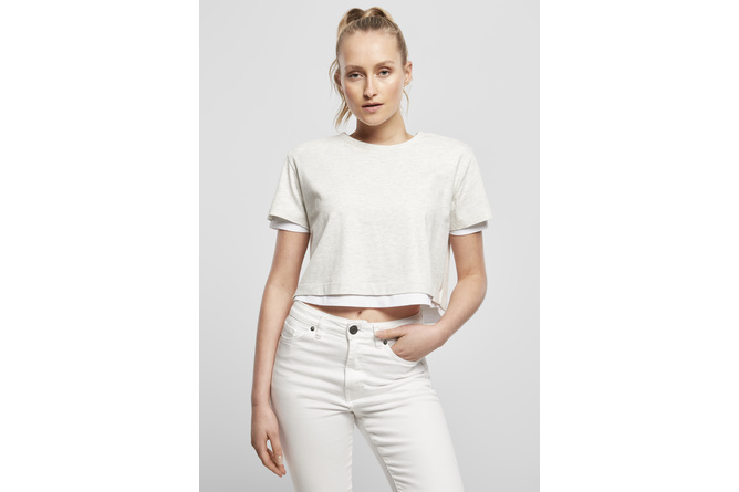 T-shirt Full Double Layered femme gris clair/blanc