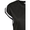 T-Shirt Short Extended Shoulder Stripes Mesh Ladies black
