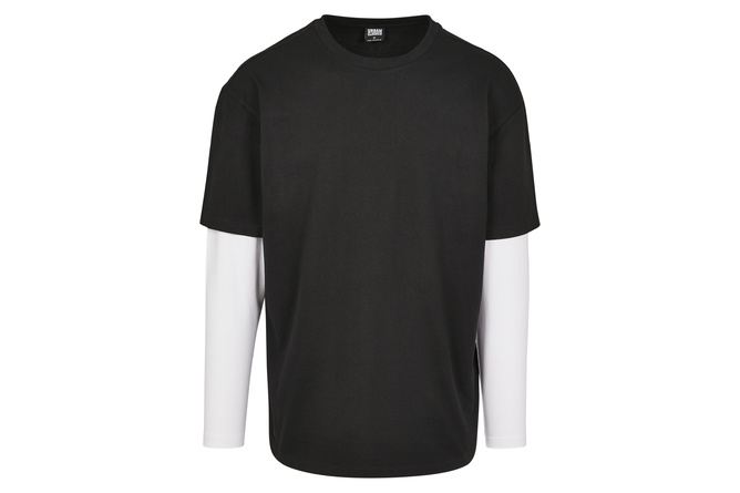 T-shirt Oversize double manches longues noir/blanc