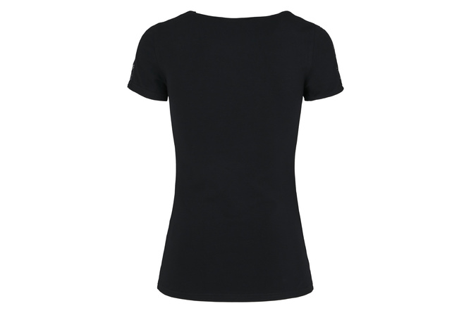 T-Shirt Lace Shoulder Striped Ladies black