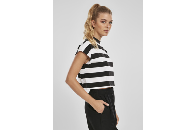 T-Shirt Stripe Short Ladies black/white