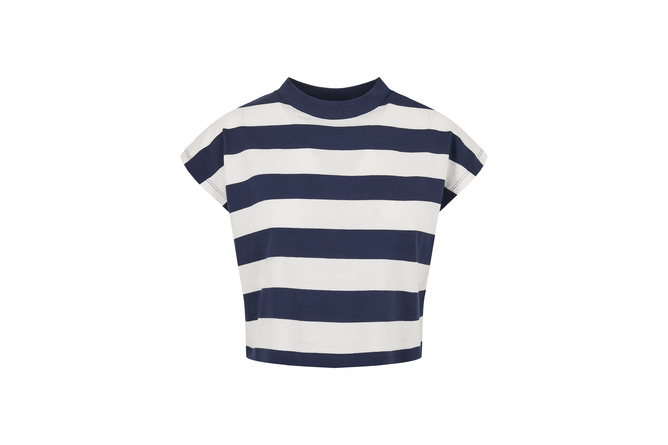 T-Shirt Stripe Short Damen dunkelblau/weiß