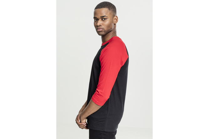 T-Shirt Contrast 3/4 Sleeve Raglan schwarz/rot