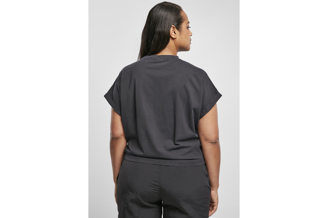 T-shirt Short Pigment Dye Cut On Sleeve femme noir