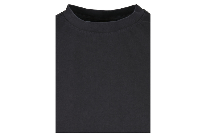 T-Shirt Short Pigment Dye Cut On Sleeve Ladies black
