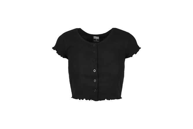 T-Shirt Cropped Button Up Rib Damen schwarz