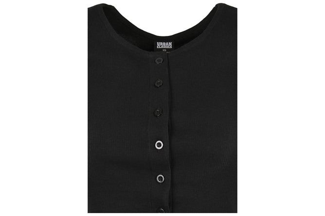 T-Shirt Cropped Button Up Rib Damen schwarz