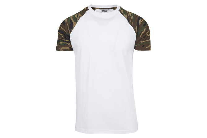 T-Shirt Raglan Contrast weiß/wood camo
