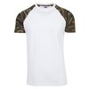 T-shirt Raglan Contrast blanc/vert camo