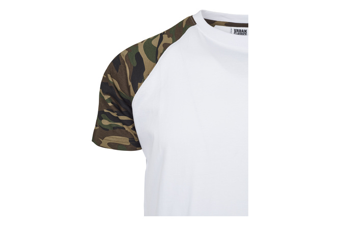 T-Shirt Raglan Contrast white/wood camo