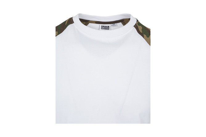 Camiseta Raglan Contraste blanco/madera camuflaje