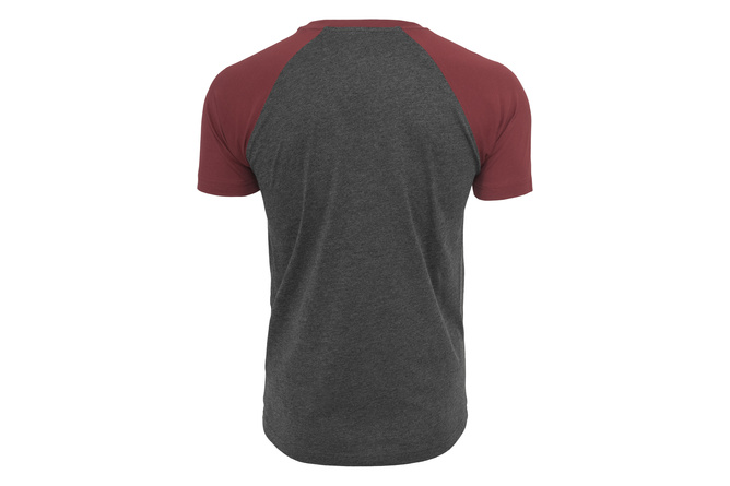T-Shirt Raglan Contrast charcoal/bordeaux