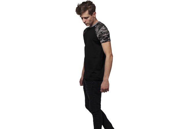 T-Shirt Raglan Contrast black/dark camo | MAXISCOOT