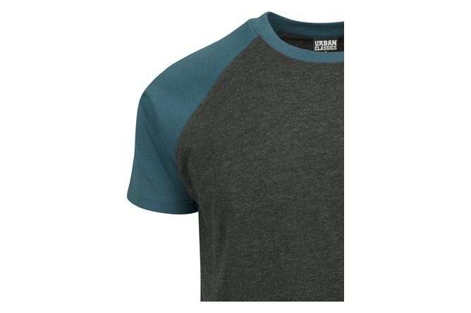 T-Shirt Raglan Contrast charcoal/blaugrün