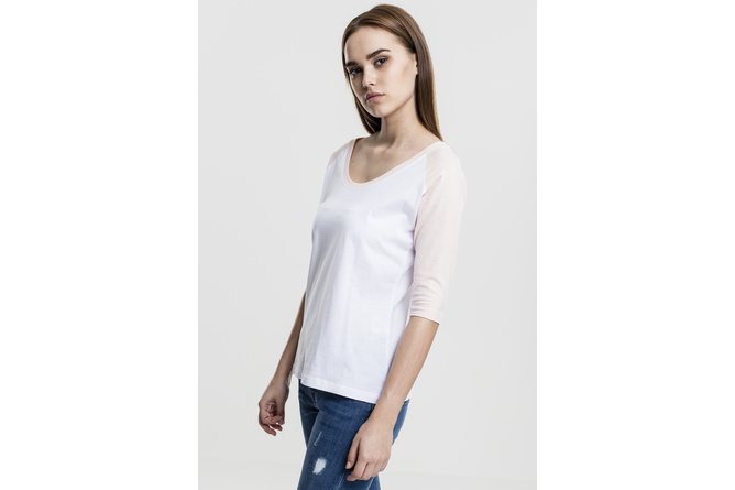 T-Shirt 3/4 Contrast Raglan Ladies white/pink