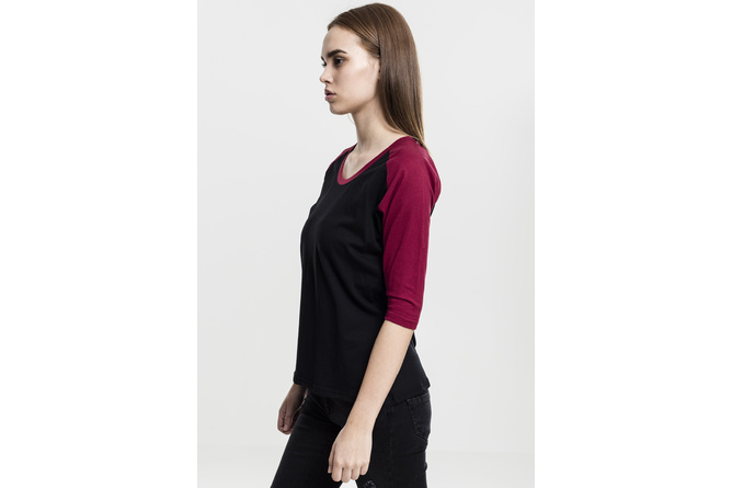 Raglan MAXISCOOT 3/4 Ladies black/burgundy | T-Shirt Contrast