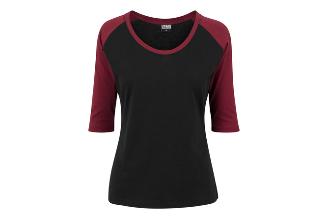 T-Shirt 3/4 Contrast Raglan Ladies MAXISCOOT | black/burgundy
