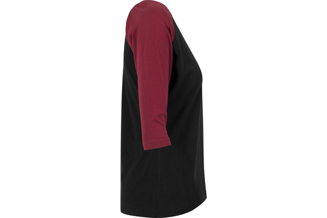 T-Shirt 3/4 Contrast Raglan Ladies black/burgundy | MAXISCOOT