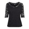 T-shirt 3/4 Contrast Raglan donna nero/dark camo