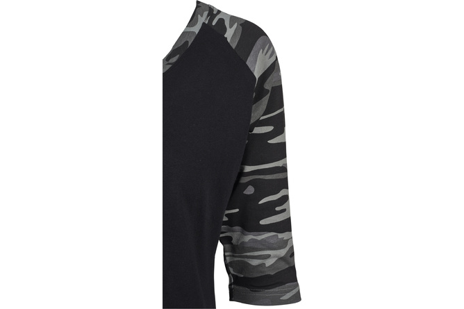 T-shirt 3/4 Contrast Raglan femme noir/gris camo