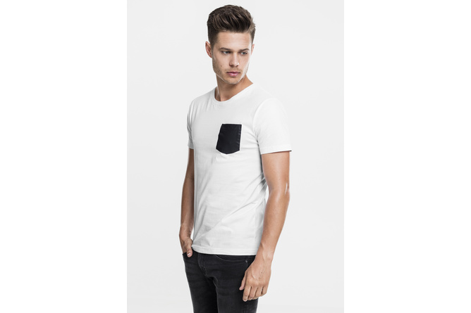 T-shirt imitation cuir avec poche blanc/noir