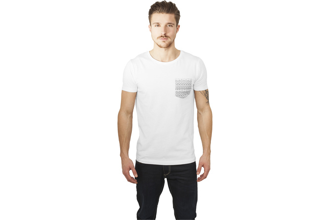 T-Shirt Contrast Pocket white/aztec