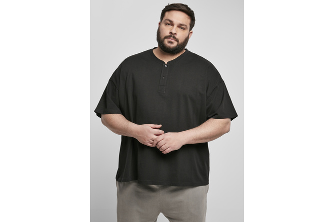 T-Shirt Oversized Henley schwarz