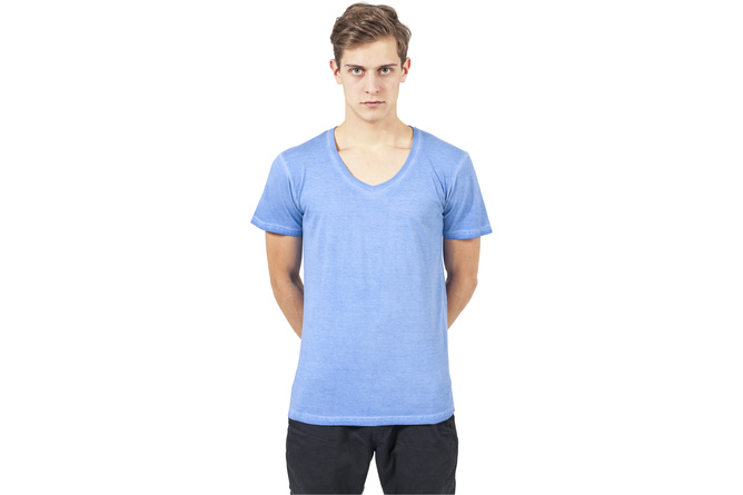 T-Shirt Spray Dye V-Neck himmelblau