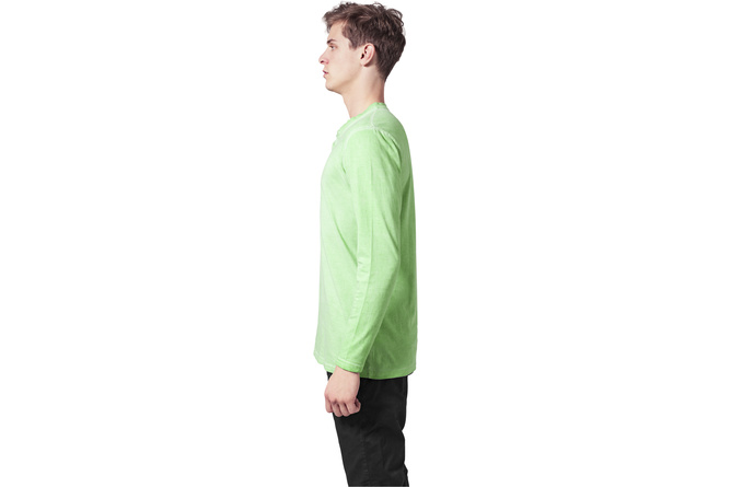 T-shirt à manches longues Spray Dye Henley vert