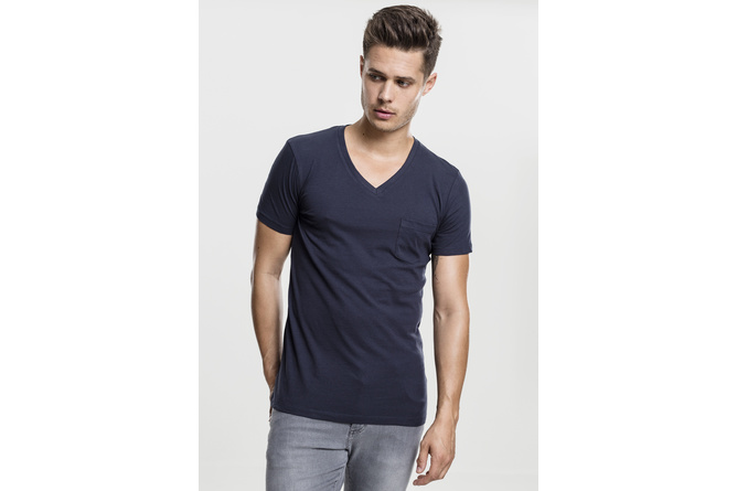 T-shirt col V poche bleu navy