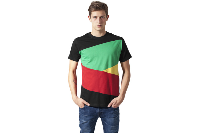 T-Shirt Zig Zag schwarz/rasta