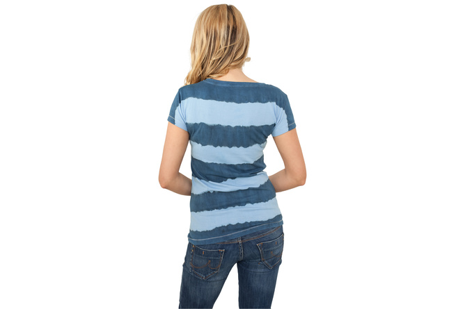 T-Shirt Dip Dye Stripe Ladies denim blue/sky blue