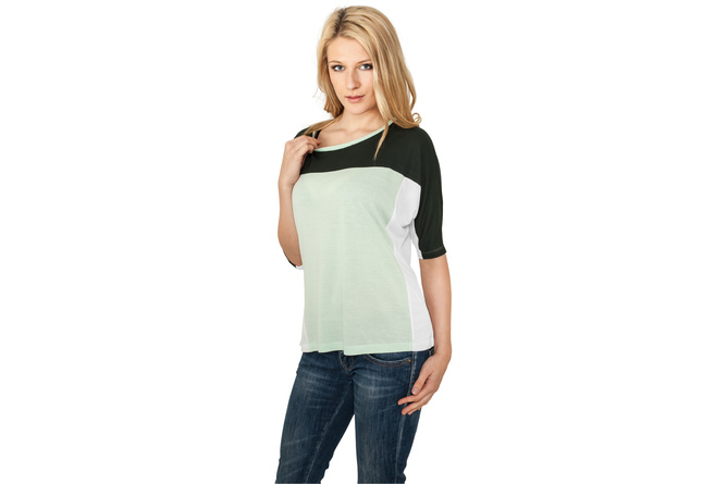 T-shirt 3-tone 3/4 Sleeve donna verde scuro/menta/bianco