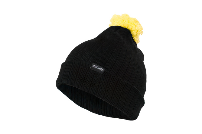 Bonnet pompon Neon Contrast noir/jaune