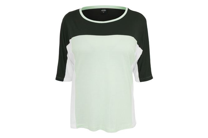 Camiseta 3 tonos 3/4 Manga Señoras verde oscuro/mint/blanco