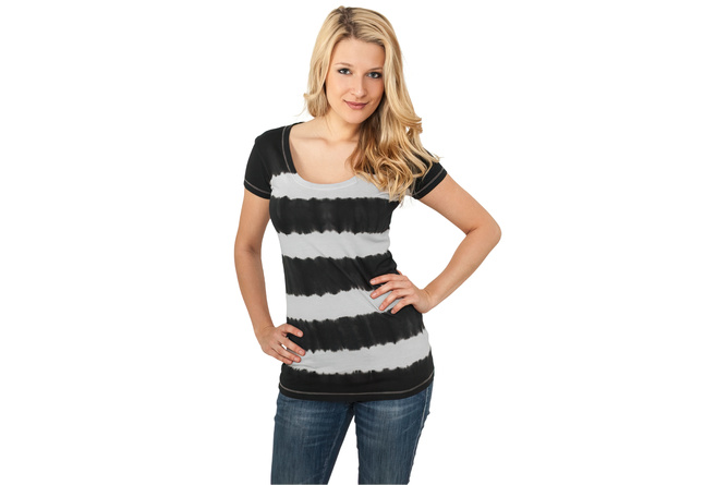 T-shirt Dip Dye Stripe donna nero/bianco