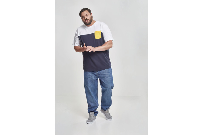 Camiseta 3-Tone Pocket azul marino/blanco/amarillo cromo