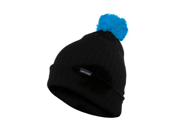 Bobble Beanie Contrast black/turquoise | MAXISCOOT