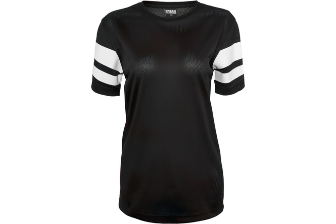 T-Shirt Stripe Mesh Damen schwarz/weiß