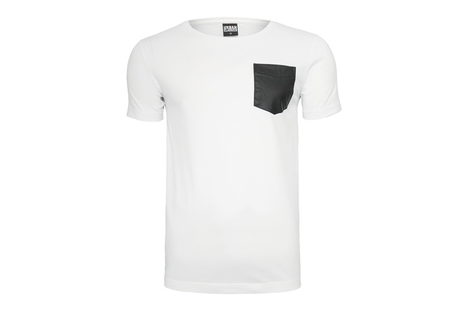T-Shirt Leather Imitation Pocket white/black