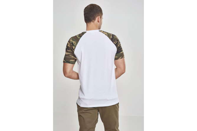 T-Shirt Raglan Contrast weiß/wood camo