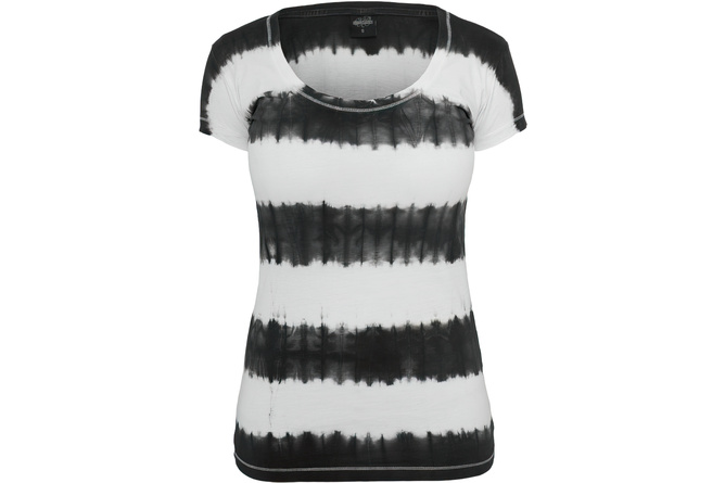 T-Shirt Dip Dye Stripe Damen schwarz/weiß