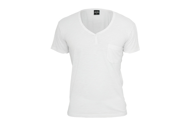 T-Shirt Slub Y-Neck Henley white