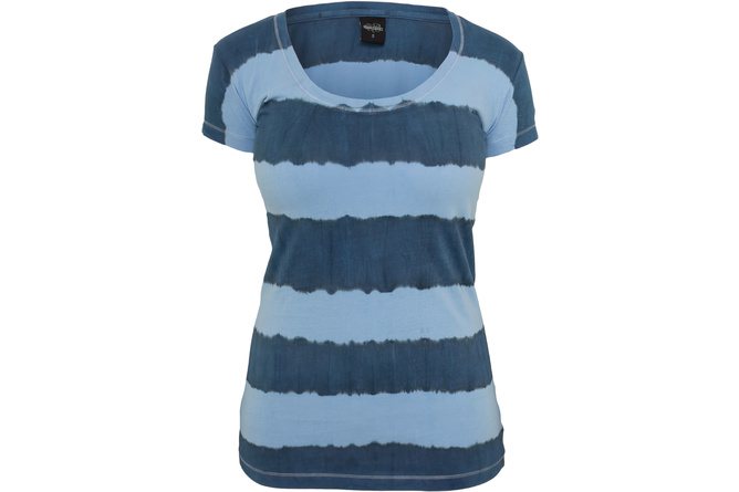 T-Shirt Dip Dye Stripe Ladies denim blue/sky blue