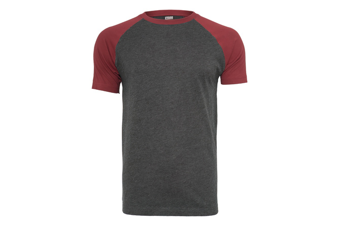 T-Shirt Raglan Contrast charcoal/burgundy