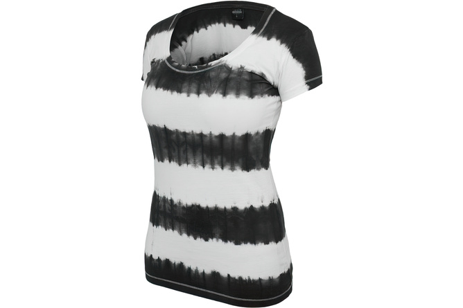 T-Shirt Dip Dye Stripe Damen schwarz/weiß
