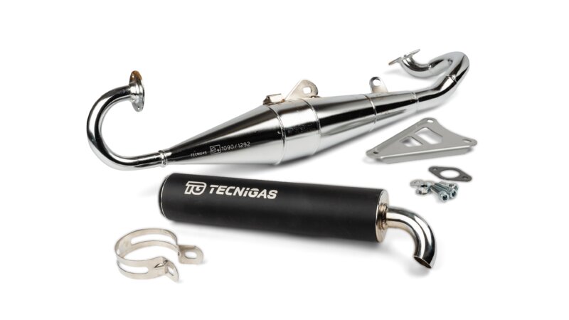 S Exhaust Tecnigas Next R Minarelli horizontal chrome | MAXISCOOT