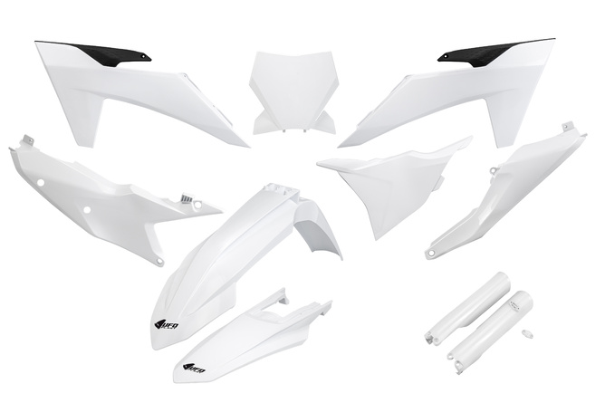 Kit plastique KTM dès 2023 avec protèges fourche blanc