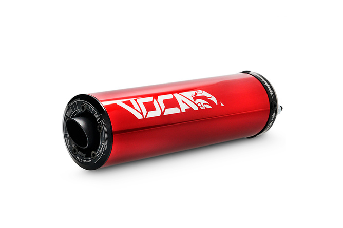 Marmitta VOCA 50/70cc Cromo / Silenziatore rosso, Derbi Senda Euro2 / Euro3, con omologazione